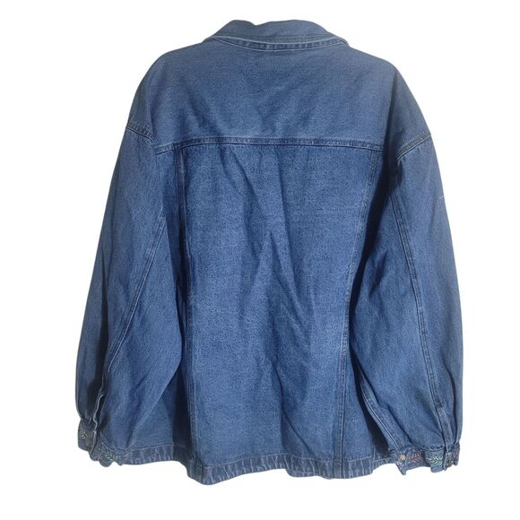 White Mountain Traders Denim Chore Coat Women's 6X Blue Embroidered Cotton READ - Picture 2 of 11